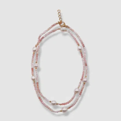 Pre-owned Dina Mackney $298  Women's Pink 18k Gold Plated Opal Pearl Necklace 36in " In White