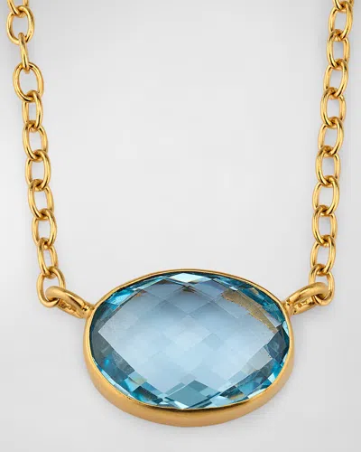 Dina Mackney Faceted Blue Topaz Choker Necklace In Red