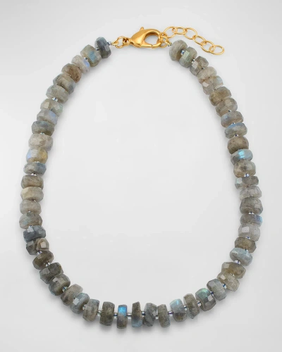 Dina Mackney Labradorite Barrel Cut Necklace In Gold