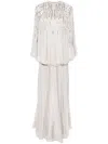 Dina Melwani Embroidered Silk Evening Set In Grey