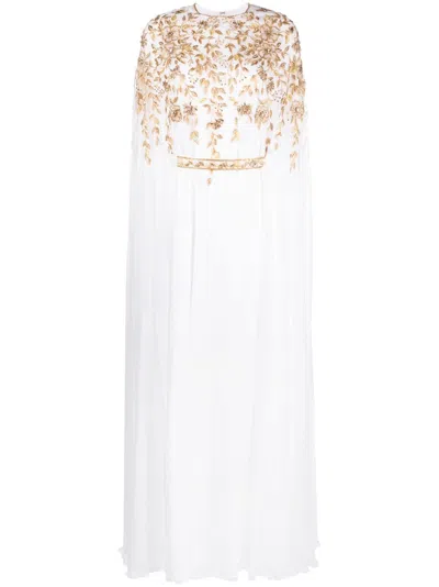 Dina Melwani Crystal-embellished Chifon Dress In White
