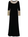 Dina Melwani Crystal-embellished Gown In Black
