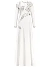 Dina Melwani Crystal-embellished Gown In White