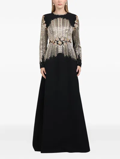 Dina Melwani Crystal-embellished Maxi Dress In Black