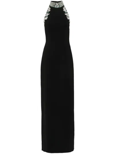 Dina Melwani Crystal-embellished Maxi Dress In Black