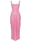 Dina Melwani Crystal-embellished Mesh Dress In Pink