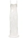Dina Melwani Crystal-embellished Sequinned Gown In White