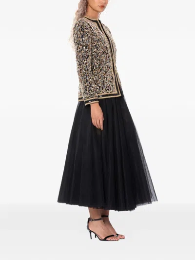 Dina Melwani Crystal-embellished Couture Jacket In Black