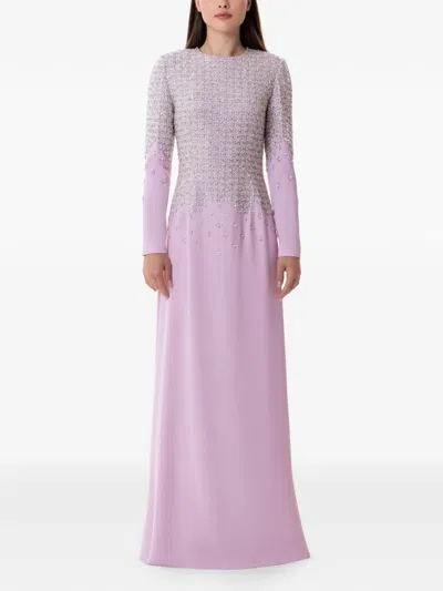 Dina Melwani Crystal-embellished Maxi Dress In Purple