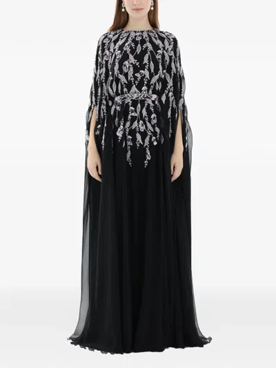 Dina Melwani Embellished Belted Maxi Dress In Multi