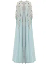 Dina Melwani Embellished Gown In Blue