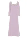 Dina Melwani Embellished Long-sleeve Dress In Purple