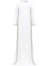Dina Melwani Embroidered Crepe Gown In White