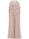 Dina Melwani Embroidered Gown In Pink
