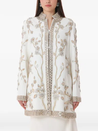 Dina Melwani Embroidered Jacket In White