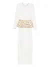 Dina Melwani Embroidered Peplum Dress In White