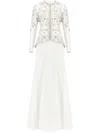 Dina Melwani Evening Jacket And Skirt Set In White