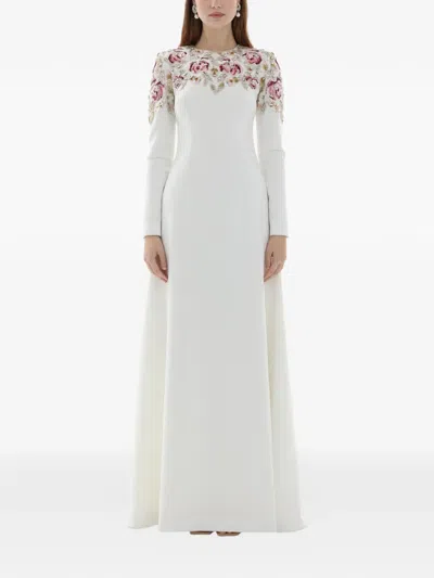 Dina Melwani Long-sleeves Maxi Dress In Multi