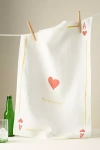 Dinette Ace Of Hearts Linen Dish Towel In Red