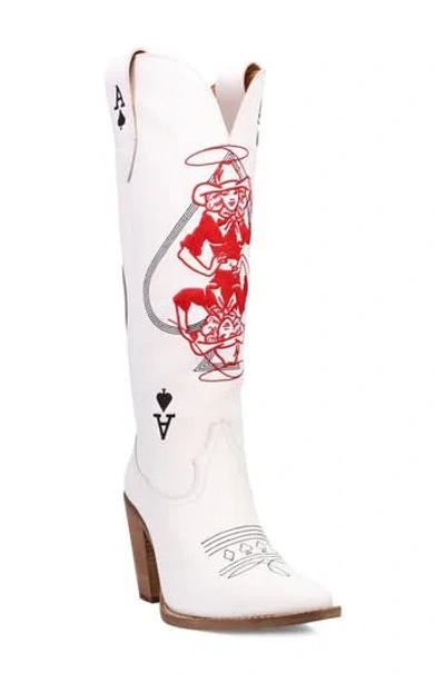 Dingo Ace Of Spades Cowboy Boot In White