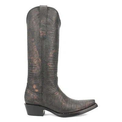 Pre-owned Dingo Athena Lizard Print Snip Toe Cowboy Womens Black Casual Boots Di241-001