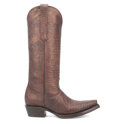 Pre-owned Dingo Athena Lizard Print Snip Toe Cowboy Womens Brown Casual Boots Di241-200
