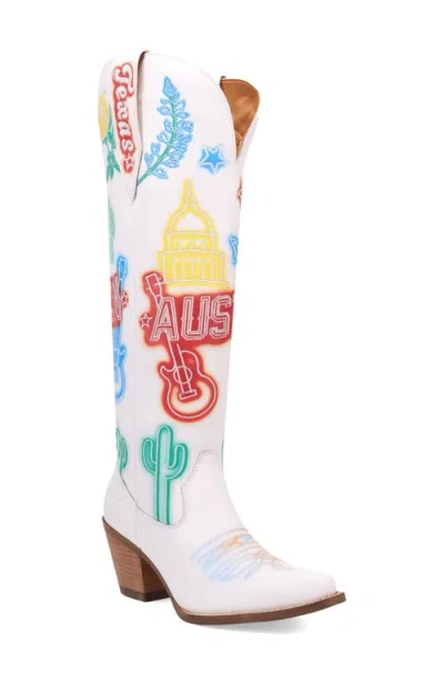 Dingo Austin Embroidered Western Boot In White