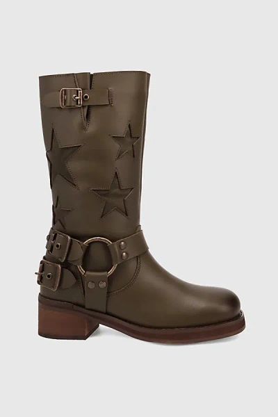 Dingo Blacklist Star Leather Boot In Olive, Women's At Urban Outfitters In Green
