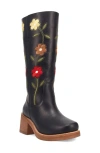 Dingo Bloom Embroidered Boot In Black