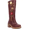 Dingo Bloom Embroidered Boot In Burgundy