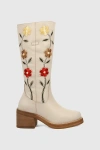 Dingo Bloom Embroidered Leather Boot In White, Women's At Urban Outfitters