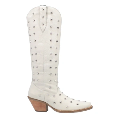 Pre-owned Dingo Broadway Bunny Studded Snip Toe Cowboy Womens White Casual Boots Di155-10