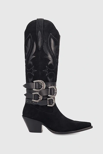 Dingo Buck Wild Suede Leather Cowboy Boot In Black, Women's At Urban Outfitters