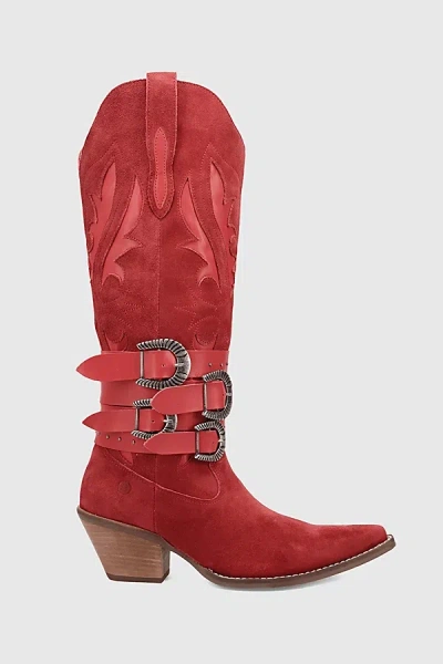 Dingo Buck Wild Suede Leather Cowboy Boot In Red, Women's At Urban Outfitters In Multi