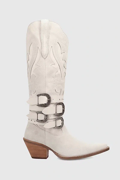 Dingo Buck Wild Suede Leather Cowboy Boot In White, Women's At Urban Outfitters