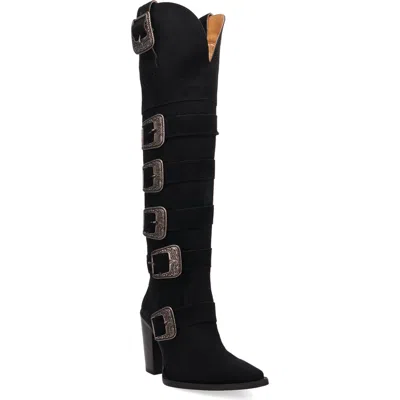 Dingo Bucked Off Leopard Print Leather Western Boot In Black