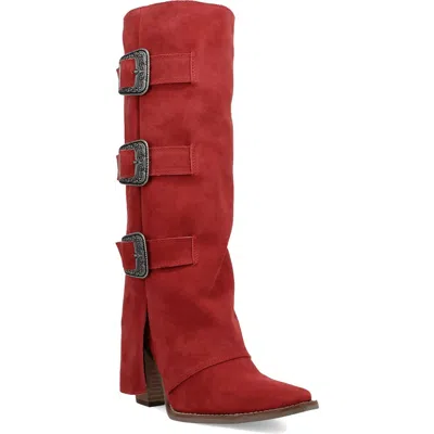 Dingo Buckle Bunny Knee High Western Boot In Red