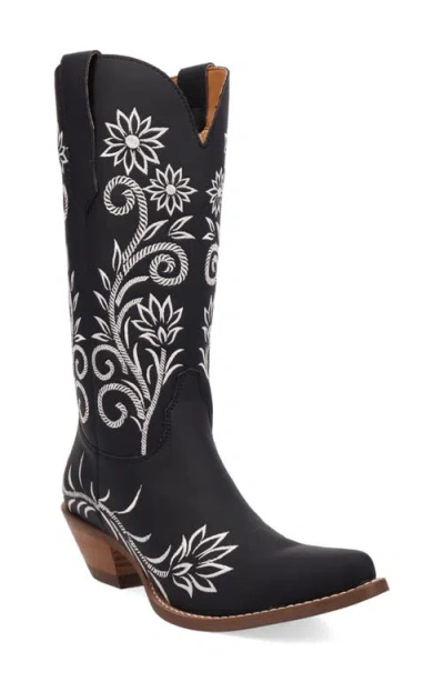 Dingo Buttercup Embroidered Western Boot In Black
