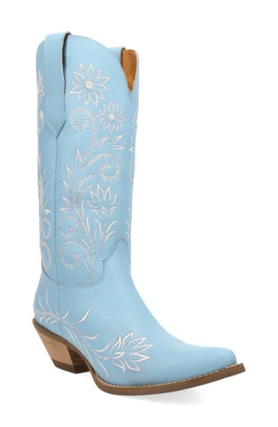 Dingo Womens Buttercup Block Heel Cowboy Boots In Blue