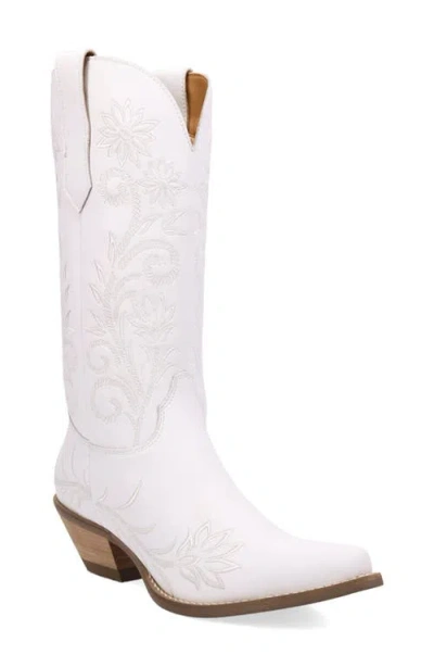 Dingo Buttercup Embroidered Western Boot In White