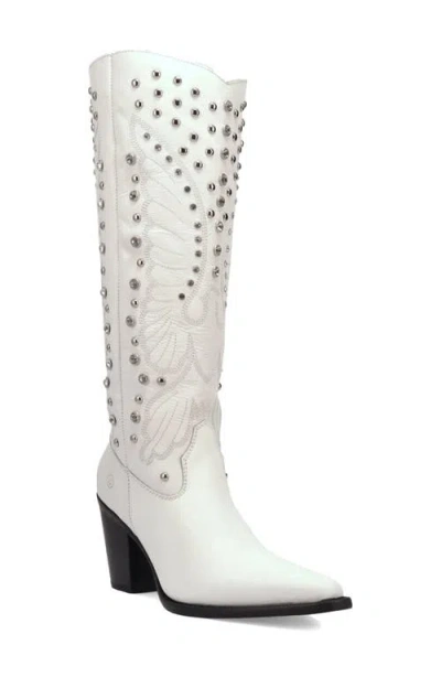 Dingo Diamonds Forever Knee High Western Boot In White