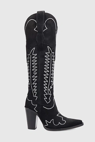 Dingo Double Take Suede Leather Cowboy Boot In Black, Women's At Urban Outfitters