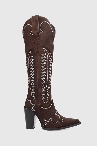 Dingo Double Take Suede Leather Cowboy Boot In Brown, Women's At Urban Outfitters