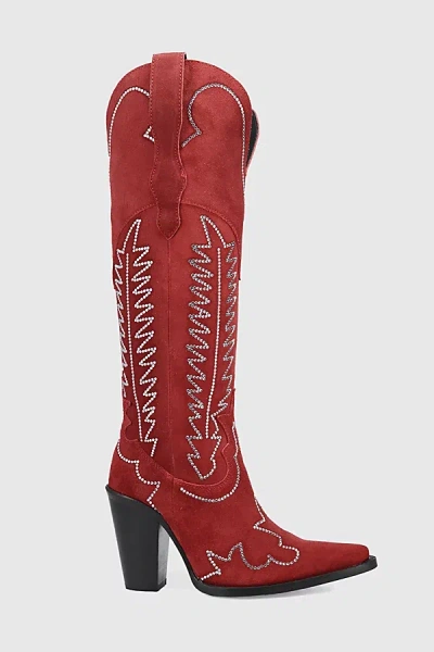 Dingo Double Take Suede Leather Cowboy Boot In Red, Women's At Urban Outfitters