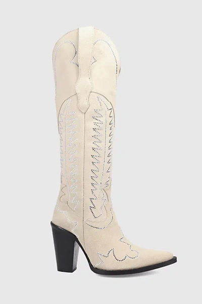 Dingo Double Take Suede Leather Cowboy Boot In White, Women's At Urban Outfitters