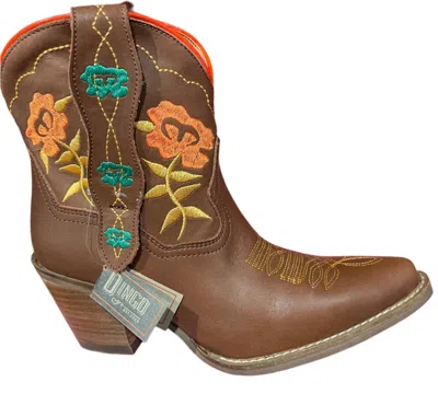 Dingo Embroidered Bootie In Brown