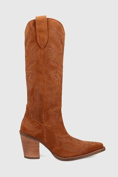 Dingo Evita Leather Cowboy Boot In Camel, Women's At Urban Outfitters In Brown