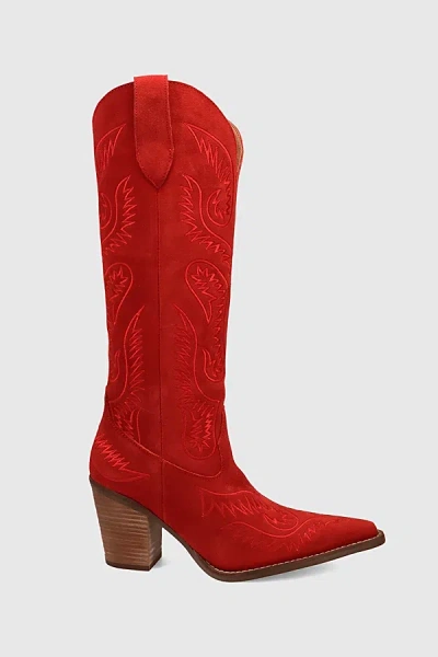 Dingo Evita Leather Cowboy Boot In Red, Women's At Urban Outfitters In Multi