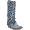 Dingo Eye Candy Knee High Denim Western Boot In Blue