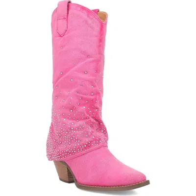 Dingo Eye Candy Knee High Denim Western Boot In Pink